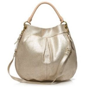 SALE J. Crew Large Gold Metallic-Leather Gallery Hobo